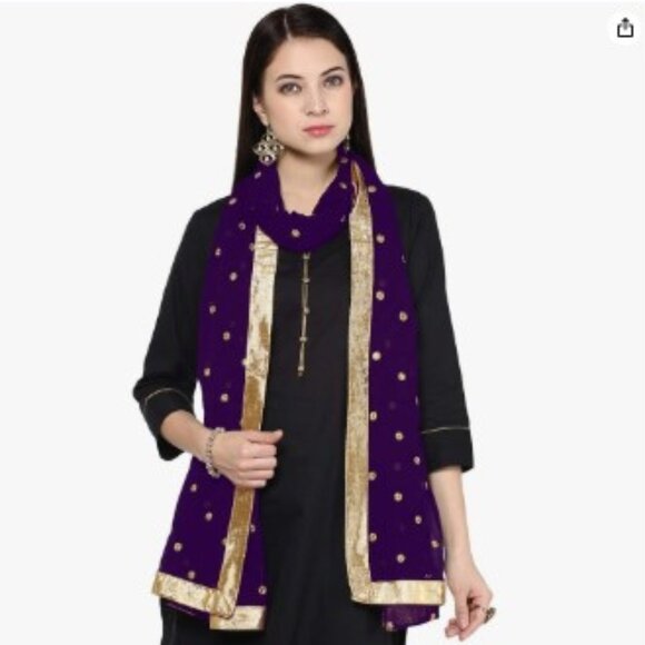 Embroidered Chiffon Dupatta Scarf Shawl Wrap - Picture 3 of 4